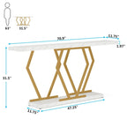 Console moderne de 70,9" – Faux marbre et structure dorée