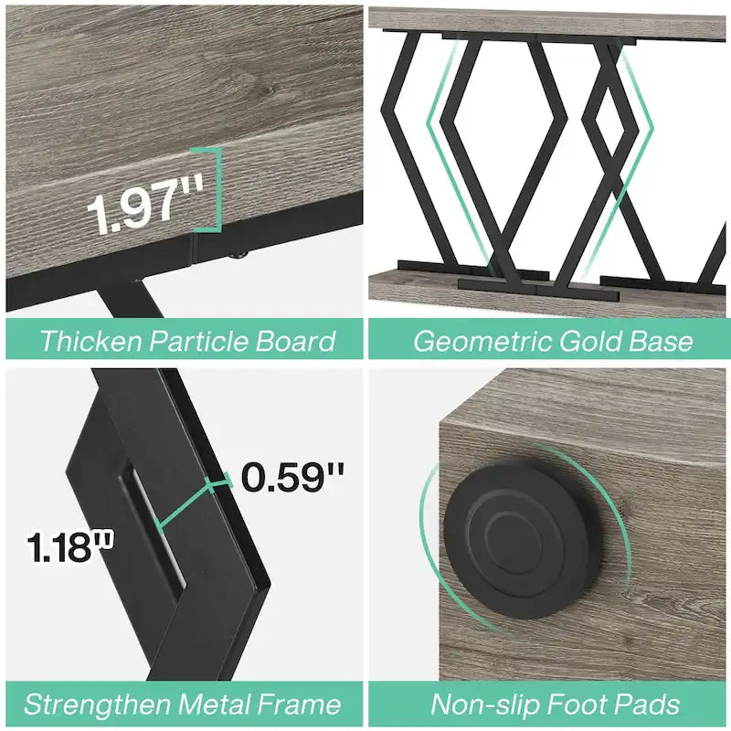 Console moderne de 70,9" – Faux marbre et structure dorée