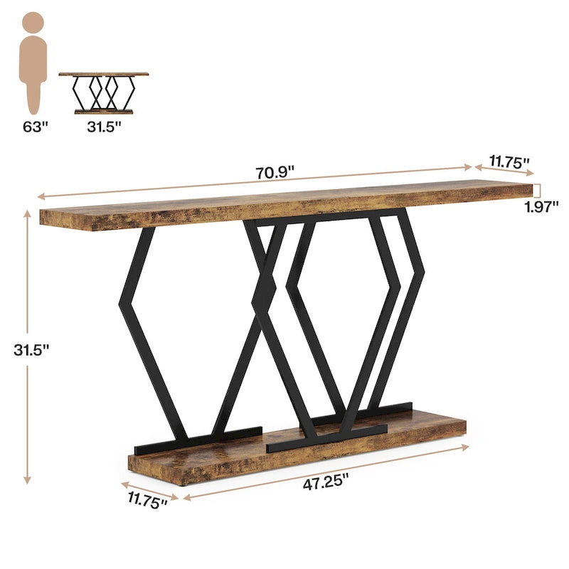 Console moderne de 70,9" – Faux marbre et structure dorée