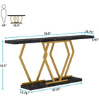 Console moderne de 70,9" – Faux marbre et structure dorée