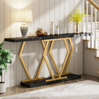 Console moderne de 70,9" – Faux marbre et structure dorée