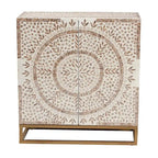 Meuble de rangement Ercilia Bohème Moderne Blanc et Marron Rustique en Nacre
