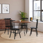 Chaises de salle à manger commerciales de style Windsor à dossier à barreaux en bois massif - Lot de 2