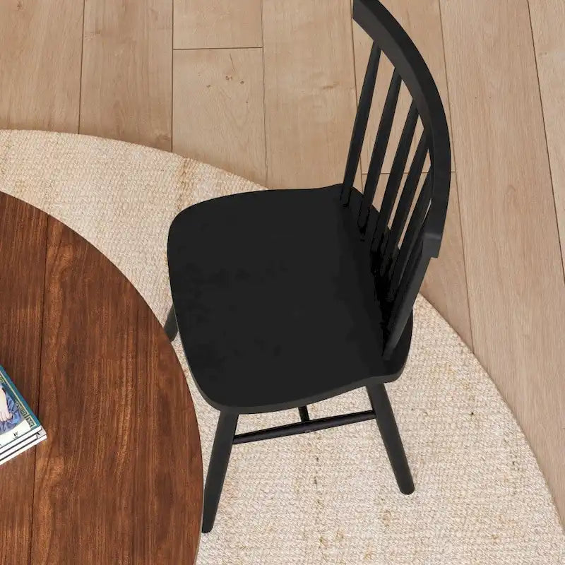 Chaises de salle à manger commerciales de style Windsor à dossier à barreaux en bois massif - Lot de 2