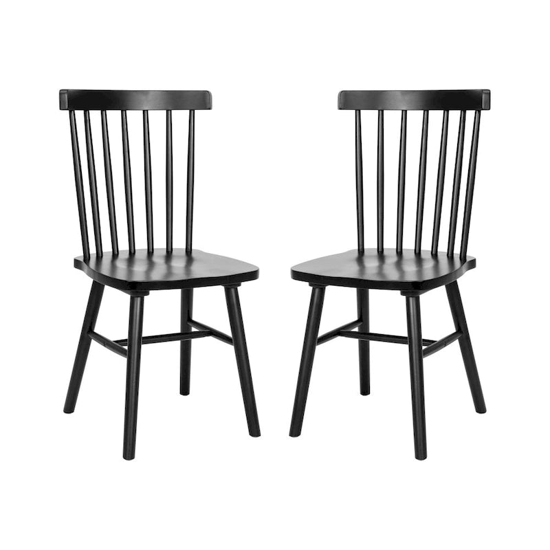 Chaises de salle à manger commerciales de style Windsor à dossier à barreaux en bois massif - Lot de 2