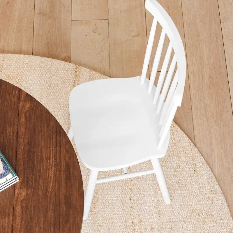 Chaises de salle à manger commerciales de style Windsor à dossier à barreaux en bois massif - Lot de 2