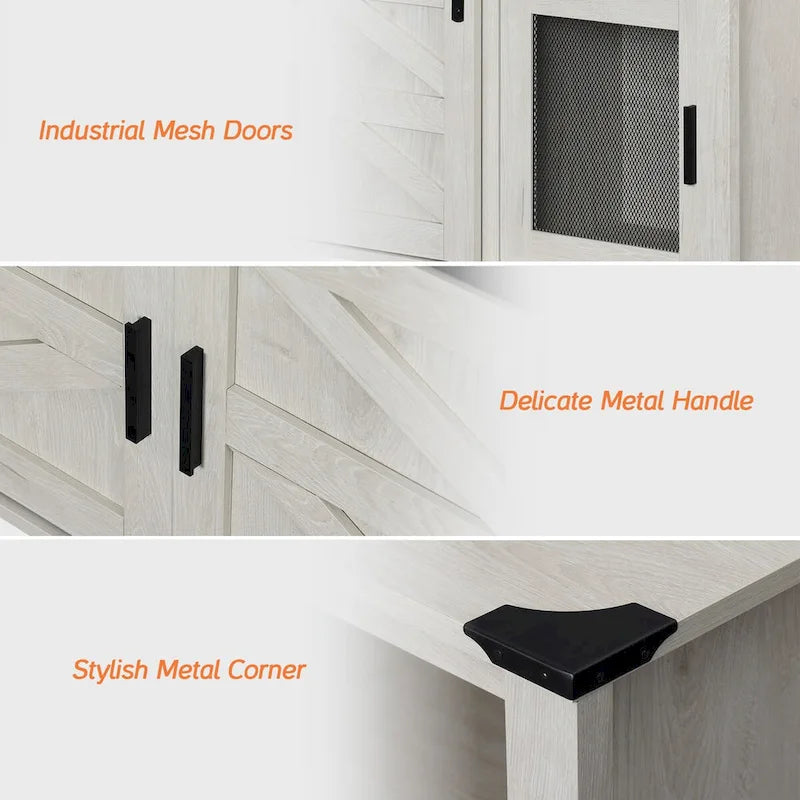 Meuble TV avec porte de grange de style rustique, centre de divertissement pour salon