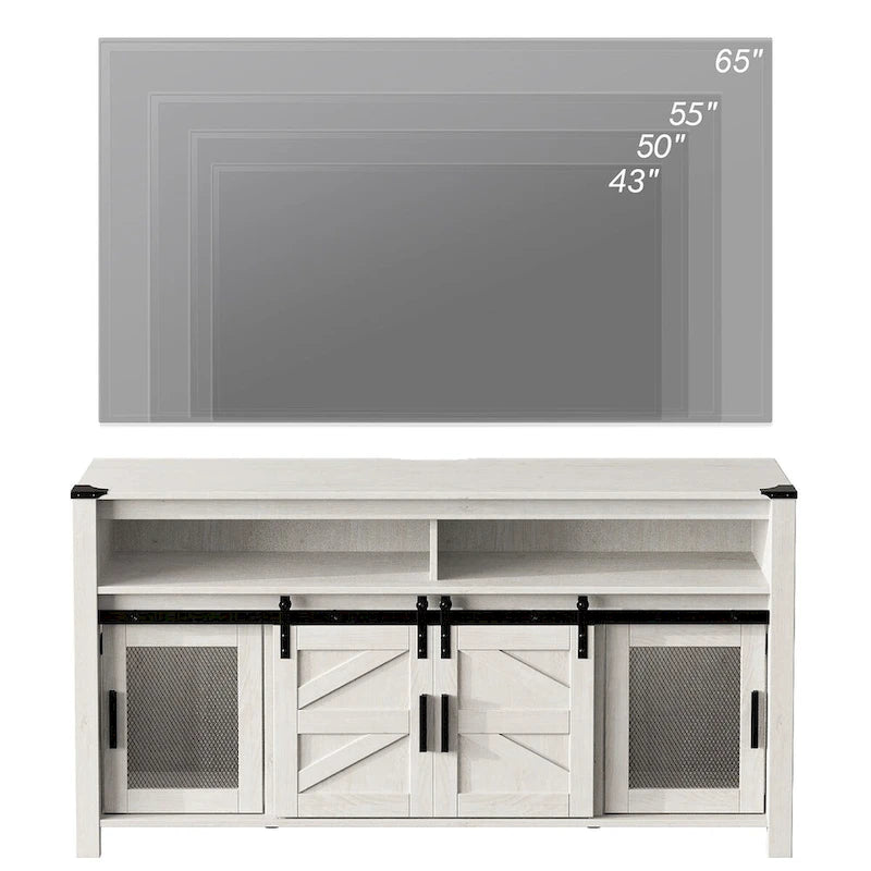 Meuble TV avec porte de grange de style rustique, centre de divertissement pour salon