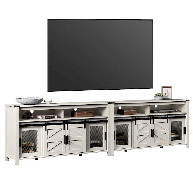 Meuble TV avec porte de grange de style rustique, centre de divertissement pour salon