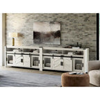 Meuble TV avec porte de grange de style rustique, centre de divertissement pour salon