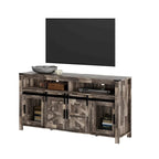 Meuble TV avec porte de grange de style rustique, centre de divertissement pour salon