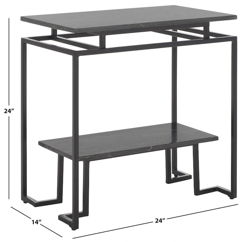 Table d'appoint rectangulaire à étagère unique Malvina - 61 L x 36 P x 61 H cm - 61Lx36Px61H