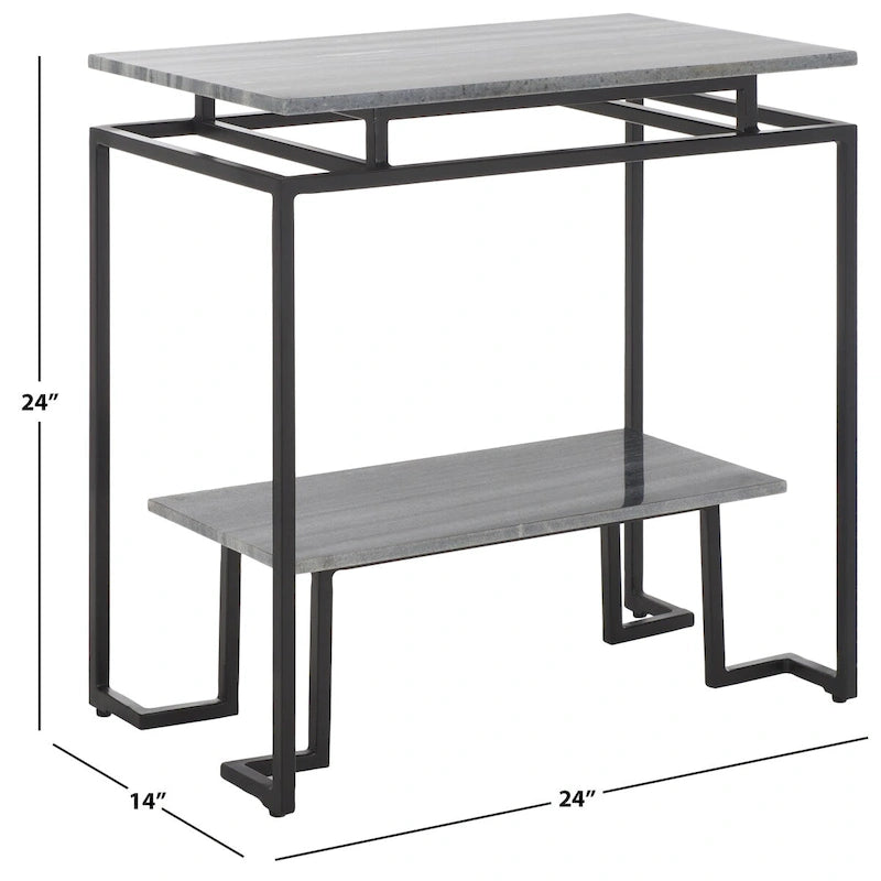 Table d'appoint rectangulaire à étagère unique Malvina - 61 L x 36 P x 61 H cm - 61Lx36Px61H