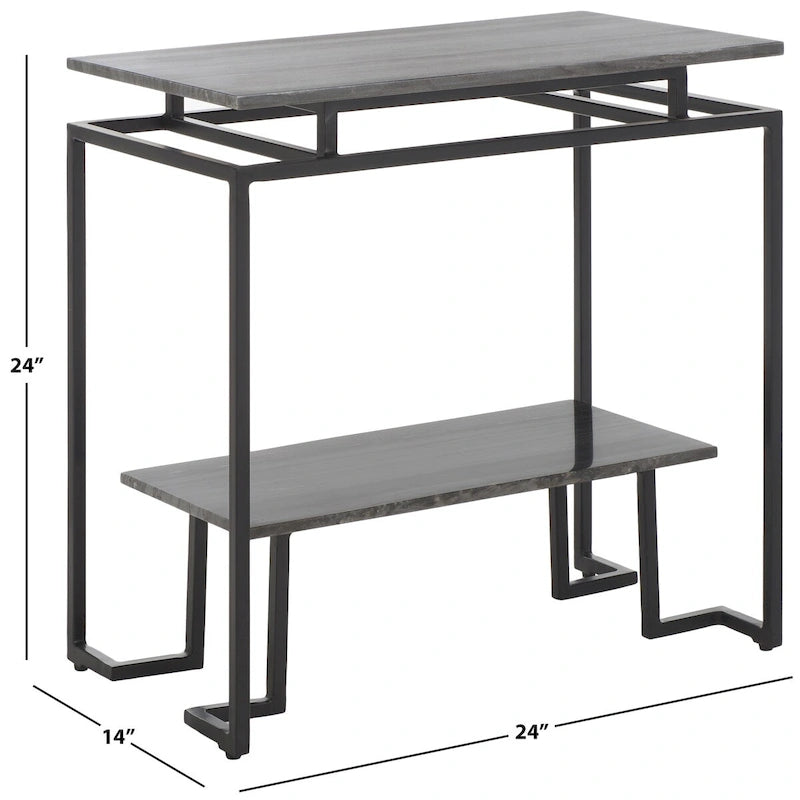 Table d'appoint rectangulaire à étagère unique Malvina - 61 L x 36 P x 61 H cm - 61Lx36Px61H