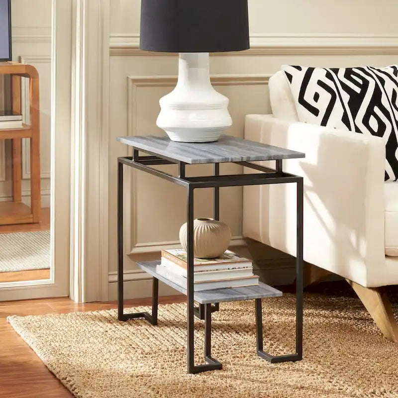 Table d'appoint rectangulaire à étagère unique Malvina - 61 L x 36 P x 61 H cm - 61Lx36Px61H