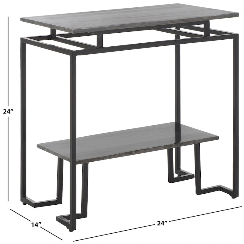 Table d'appoint rectangulaire à étagère unique Malvina - 61 L x 36 P x 61 H cm - 61Lx36Px61H