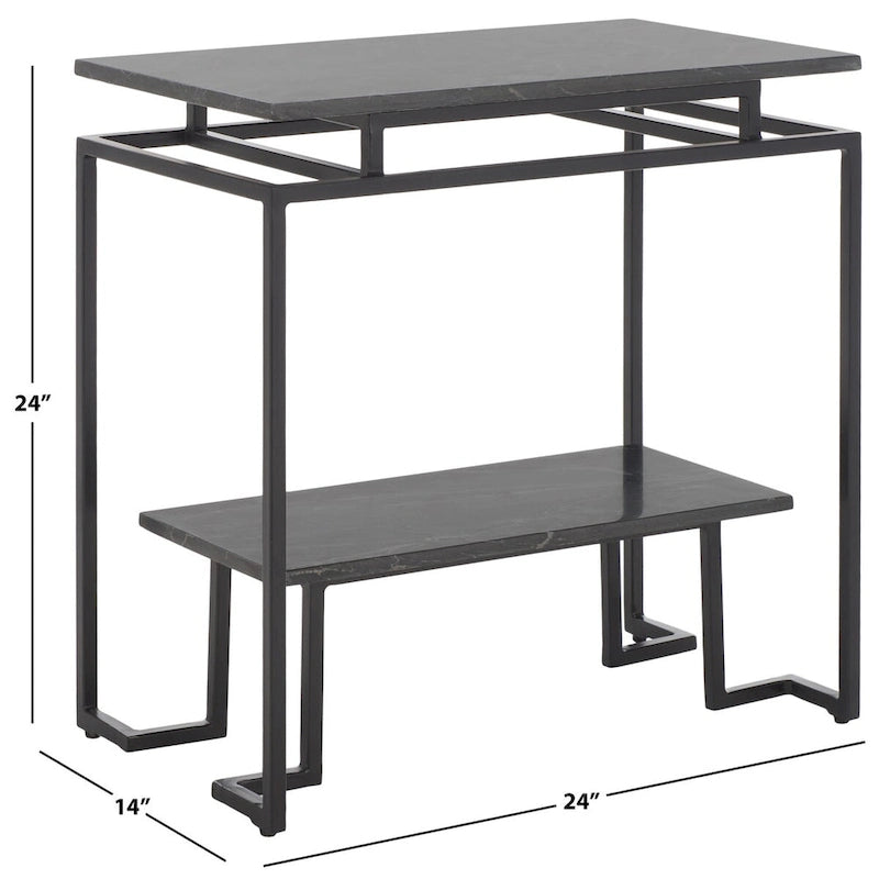 Table d'appoint rectangulaire à étagère unique Malvina - 61 L x 36 P x 61 H cm - 61Lx36Px61H