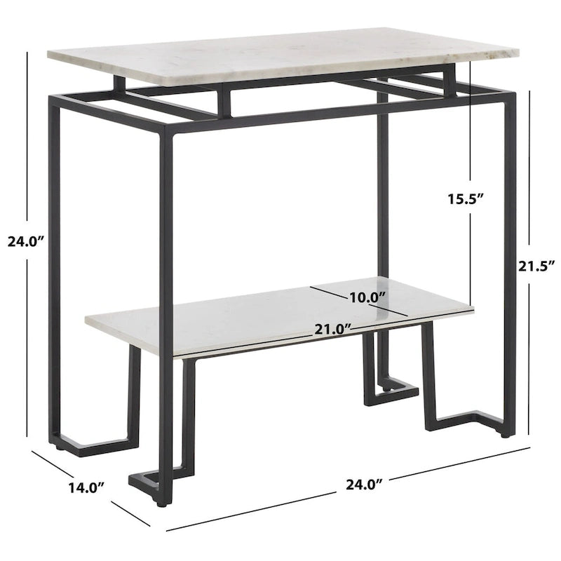 Table d'appoint rectangulaire à étagère unique Malvina - 61 L x 36 P x 61 H cm - 61Lx36Px61H