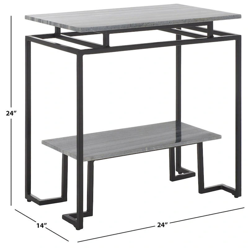 Table d'appoint rectangulaire à étagère unique Malvina - 61 L x 36 P x 61 H cm - 61Lx36Px61H