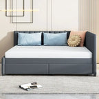Lit de repos capitonné pleine grandeur avec 2 tiroirs de rangement Cadre de lit banquette Aucun sommier tapissier requis
