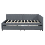 Lit de repos capitonné pleine grandeur avec 2 tiroirs de rangement Cadre de lit banquette Aucun sommier tapissier requis