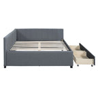Lit de repos capitonné pleine grandeur avec 2 tiroirs de rangement Cadre de lit banquette Aucun sommier tapissier requis