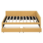 Lit de repos capitonné pleine grandeur avec 2 tiroirs de rangement Cadre de lit banquette Aucun sommier tapissier requis