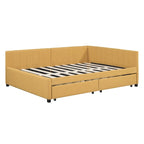 Lit de repos capitonné pleine grandeur avec 2 tiroirs de rangement Cadre de lit banquette Aucun sommier tapissier requis
