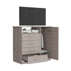 Commode à 4 tiroirs, Armoire à porte unique, Une étagère ouverte, Plateau supérieur de qualité supérieure