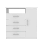 Commode à 4 tiroirs, Armoire à porte unique, Une étagère ouverte, Plateau supérieur de qualité supérieure