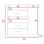 Commode à 4 tiroirs, Armoire à porte unique, Une étagère ouverte, Plateau supérieur de qualité supérieure