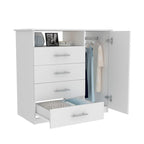 Commode à 4 tiroirs, Armoire à porte unique, Une étagère ouverte, Plateau supérieur de qualité supérieure
