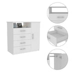 Commode à 4 tiroirs, Armoire à porte unique, Une étagère ouverte, Plateau supérieur de qualité supérieure
