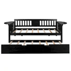 Lit de repos double en bois avec lit gigogne, canapé-lit pour chambre ou salon