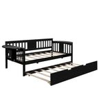 Lit de repos double en bois avec lit gigogne, canapé-lit pour chambre ou salon