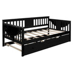 Lit de repos double en bois avec lit gigogne, canapé-lit pour chambre ou salon