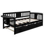 Lit de repos double en bois avec lit gigogne, canapé-lit pour chambre ou salon