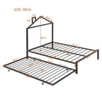 Lit plate-forme en métal double avec lit gigogne simple