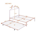 Lit plate-forme en métal double avec lit gigogne simple