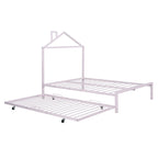 Lit plate-forme en métal double avec lit gigogne simple