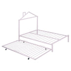 Lit plate-forme en métal double avec lit gigogne simple