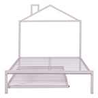 Lit plate-forme en métal double avec lit gigogne simple