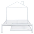 Lit plate-forme en métal double avec lit gigogne simple