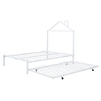 Lit plate-forme en métal double avec lit gigogne simple