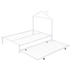 Lit plate-forme en métal double avec lit gigogne simple