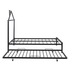 Lit plate-forme en métal double avec lit gigogne simple