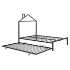 Lit plate-forme en métal double avec lit gigogne simple