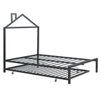 Lit plate-forme en métal double avec lit gigogne simple