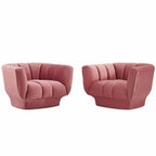 Lot de 2 fauteuils rembourrés en velours de performance à rayures verticales Entertain