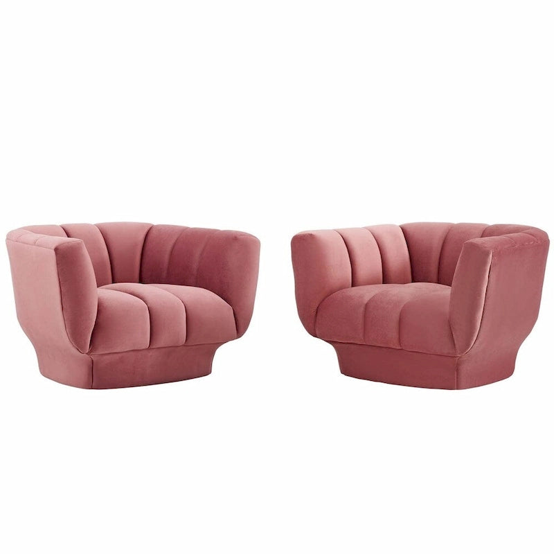 Lot de 2 fauteuils rembourrés en velours de performance à rayures verticales Entertain